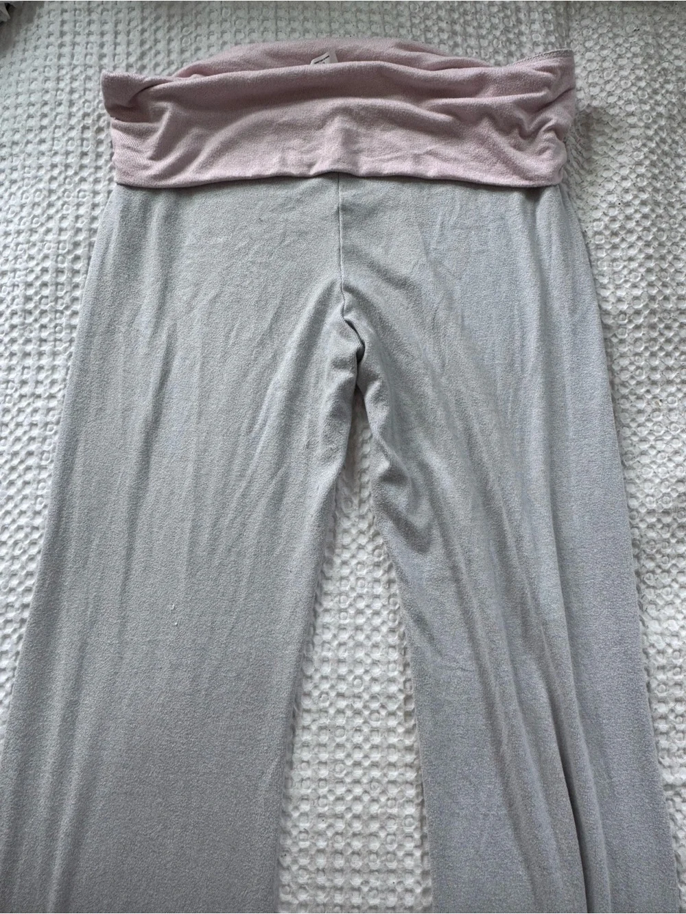 Hollister Gray Lounge Pants with Pink Fold-Over Waistband
